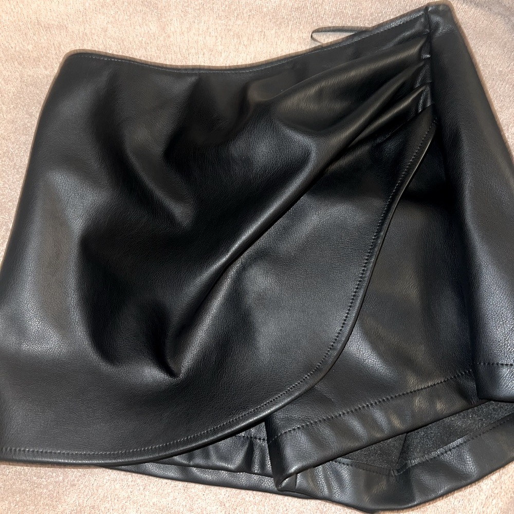 All black leather Short / Skort Set